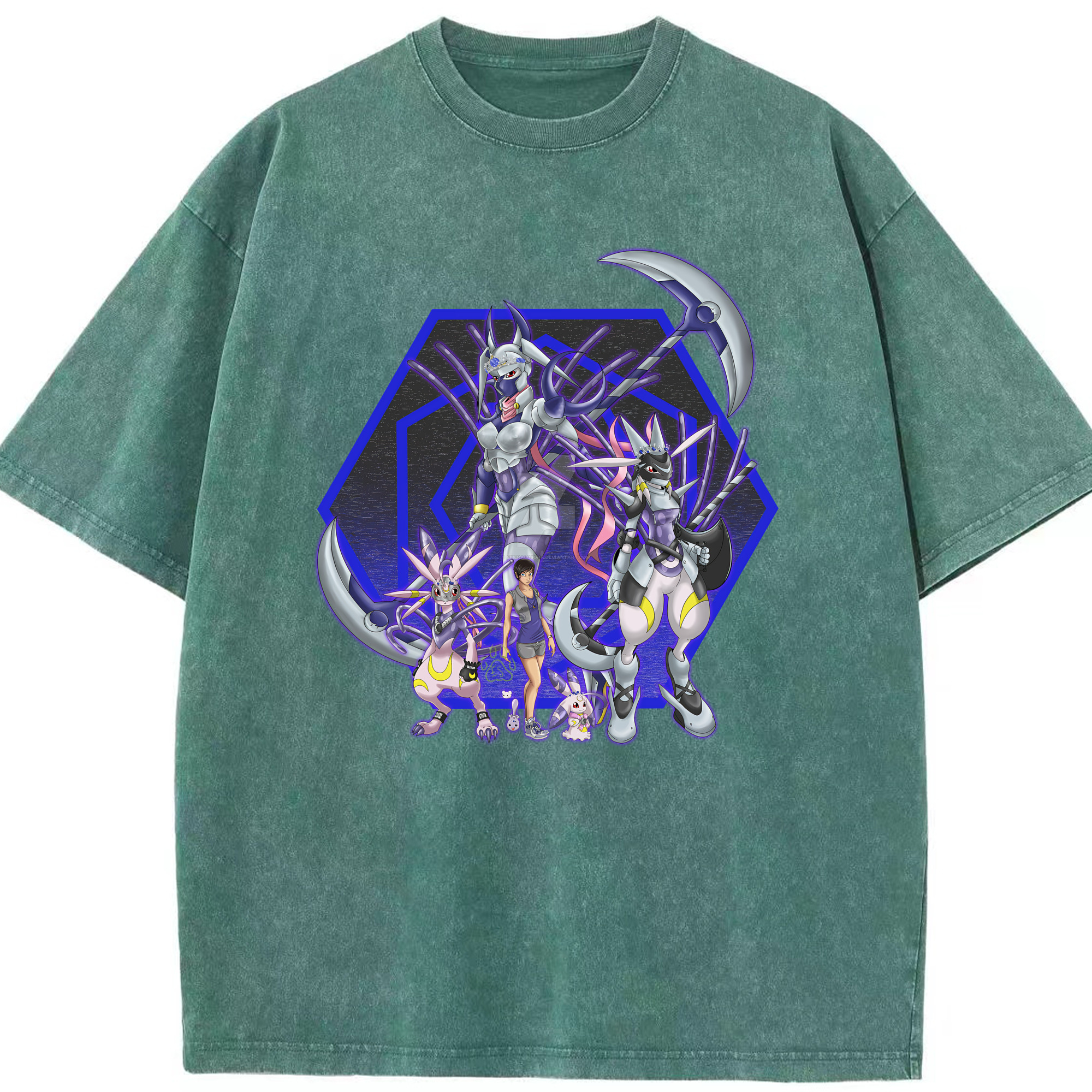 （画像用） Digimon デジタルモンスター/デジモン 綿100% ヴィンテージ風 半袖Tシャツ（フロントプリント）